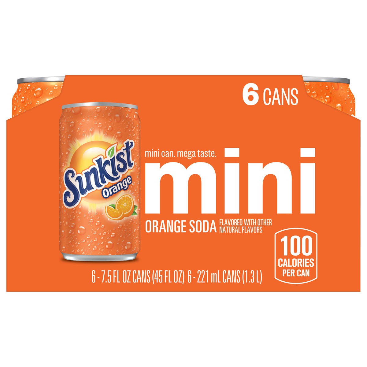 slide 1 of 9, Sunkist Orange Soda, 7.5 fl oz cans, 6 pack, 6 ct; 7.5 fl oz