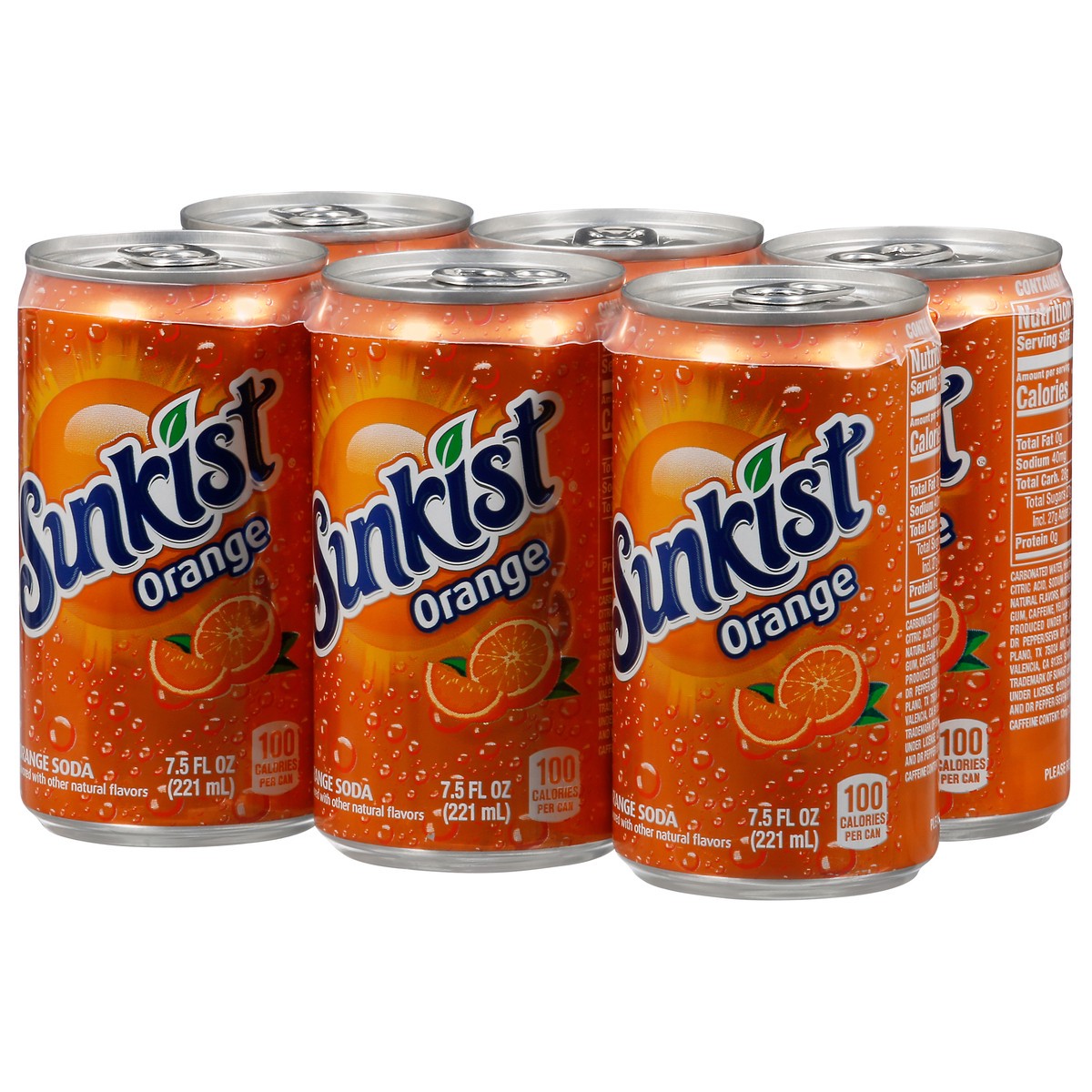slide 9 of 9, Sunkist Orange Soda, 7.5 fl oz cans, 6 pack, 6 ct; 7.5 fl oz