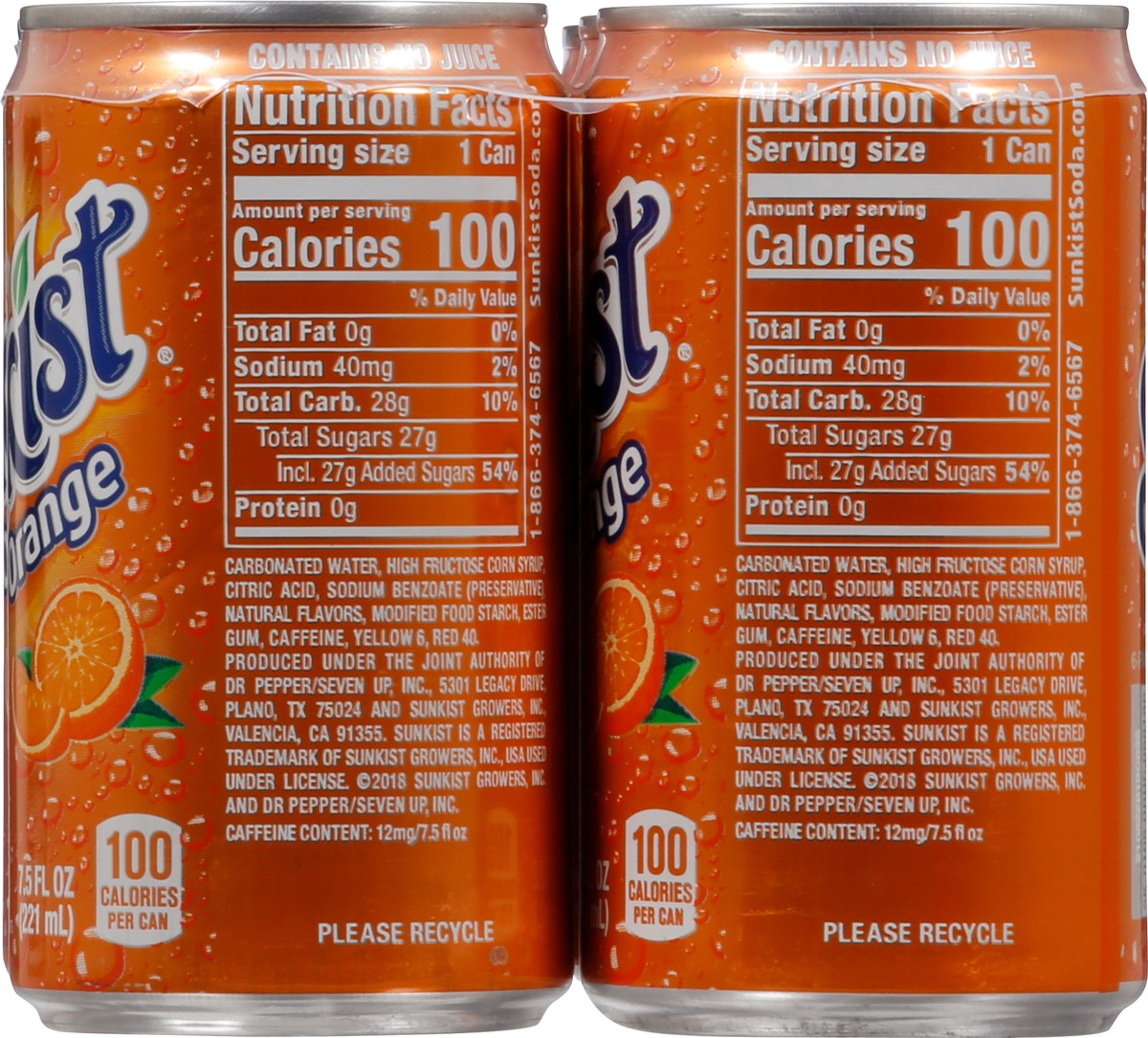 slide 7 of 9, Sunkist Orange Soda, 7.5 fl oz cans, 6 pack, 6 ct; 7.5 fl oz