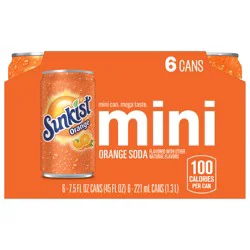 Sunkist Orange Soda, 7.5 fl oz cans, 6 pack