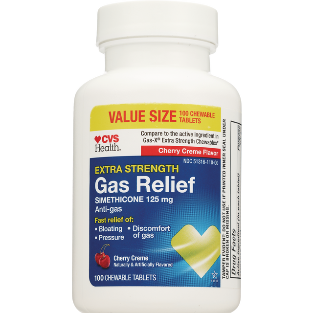 slide 1 of 1, CVS Health Cvs Extra Strength Gas Relief Chewable Tablets Cherry 100 Ct, 100 ct