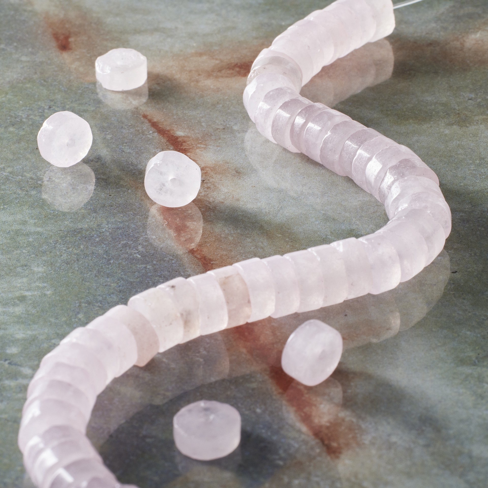 slide 2 of 3, Rose Quartz Heishi Beads By Bead Landing, 8 mm