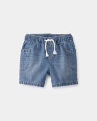 Oshkosh Baby Boy Denim Drawstring Shorts - Blue - 18M