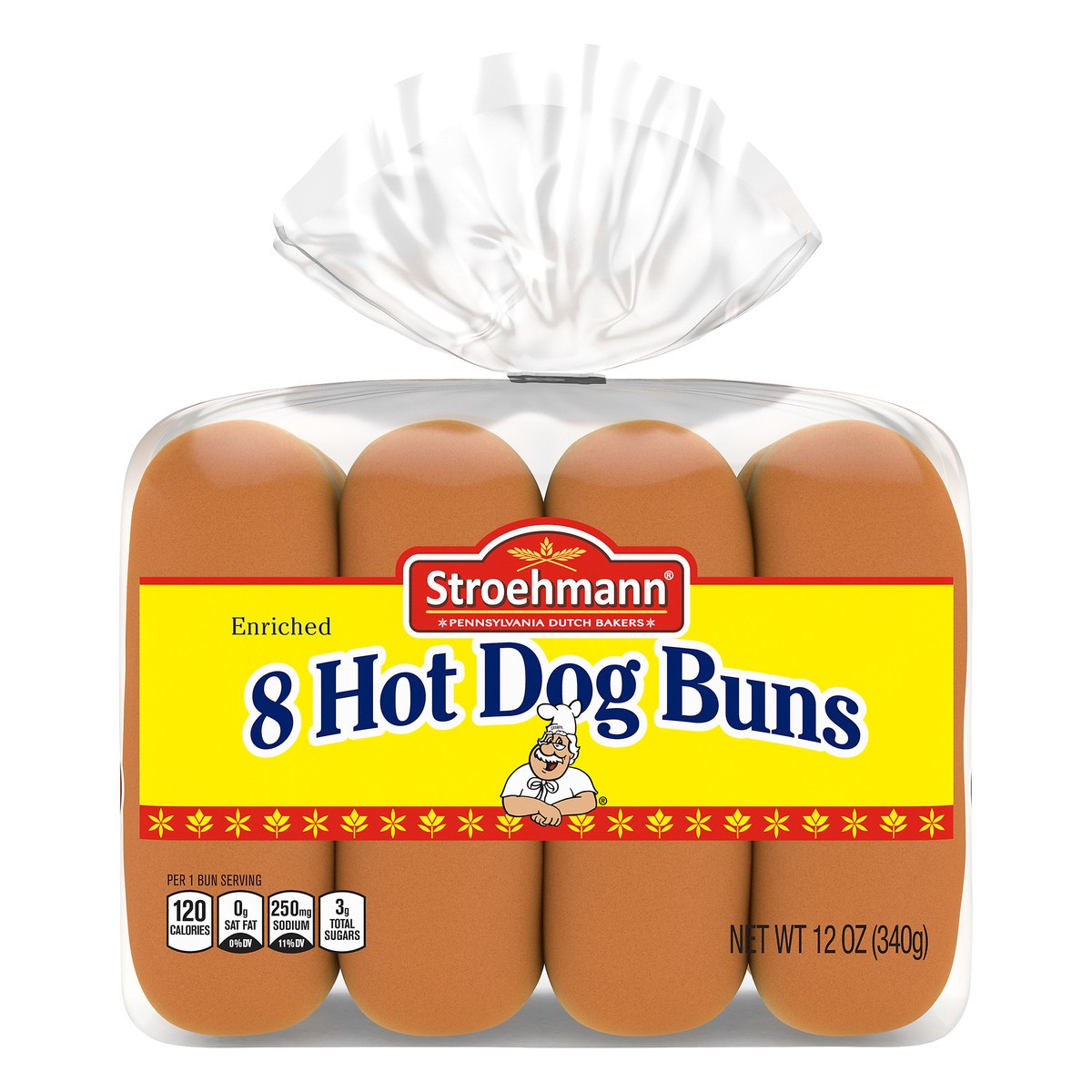 slide 6 of 9, Stroehmann's Bakeries White Hot Dog Buns, 8 count, Hot Dog Buns, 12 oz Bag, 12 oz