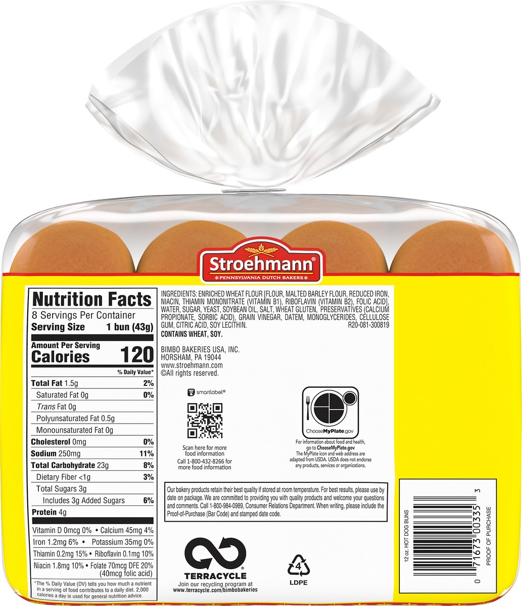 slide 3 of 9, Stroehmann's Bakeries White Hot Dog Buns, 8 count, Hot Dog Buns, 12 oz Bag, 12 oz