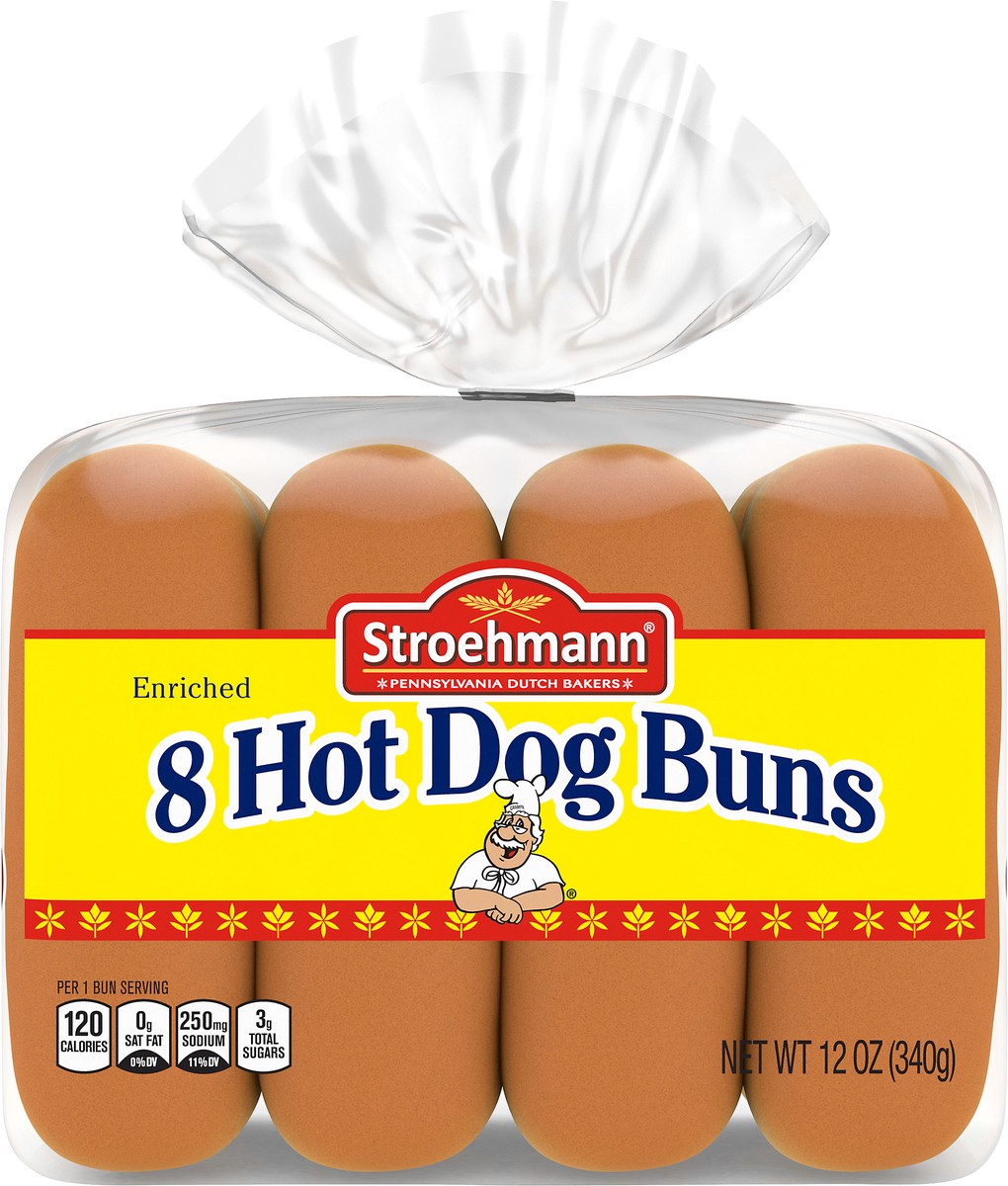 slide 7 of 9, Stroehmann's Bakeries White Hot Dog Buns, 8 count, Hot Dog Buns, 12 oz Bag, 12 oz