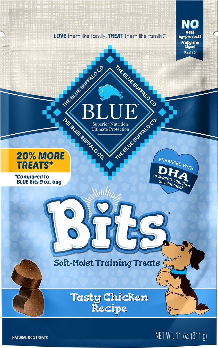 slide 6 of 6, Blue Buffalo Bits Soft Dog Treats for Training, Made With Natural Ingredients & Enhanced with DHA, Chicken Recipe, 11-oz Bag, 11 oz