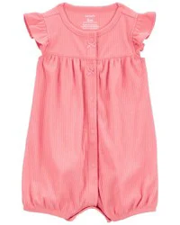 Carter's Baby Cotton Rib Short-Sleeve Romper - Pink Pink 9M