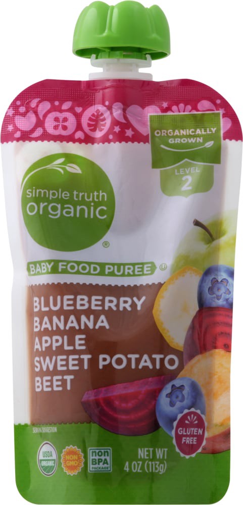 slide 1 of 8, Simple Truth Organic Beets Sweet Potato Apple Stage 2 Baby Food Puree, 4 oz