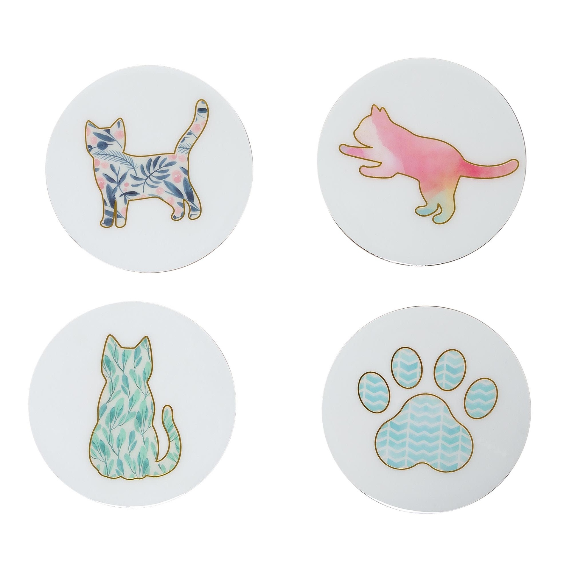 slide 1 of 1, Pearhead Pet Cat-Themed Cork Drink Coasters, 1 ct