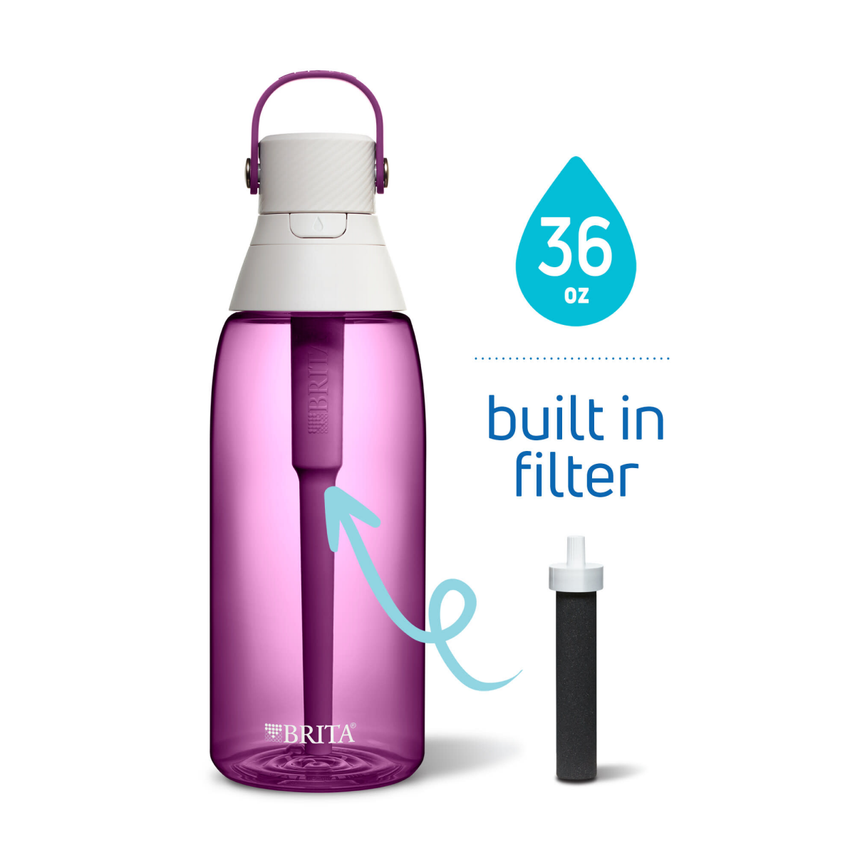 slide 10 of 29, Brita Water Bottle, Premium Filtering, 36 Ounces, 36 oz