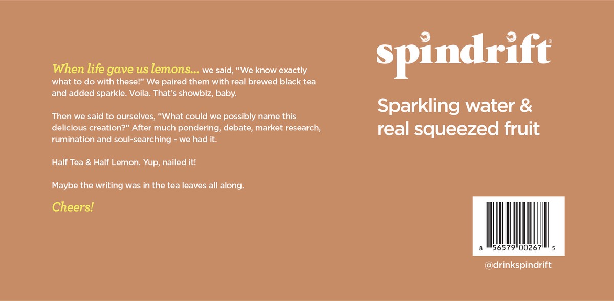 slide 3 of 7, Spindrift Black Tea Sparkling Water - 96 fl oz, 8 ct; 12 fl oz
