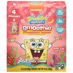 SpongeBob SquarePants Strawberry Banana Smoothie 4 - 3.5 oz Pouches