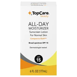 TopCare Beauty All-Day Moisturizer Broad Spectrum SPF 15 Sunscreen Lotion for Normal Skin 6 fl oz