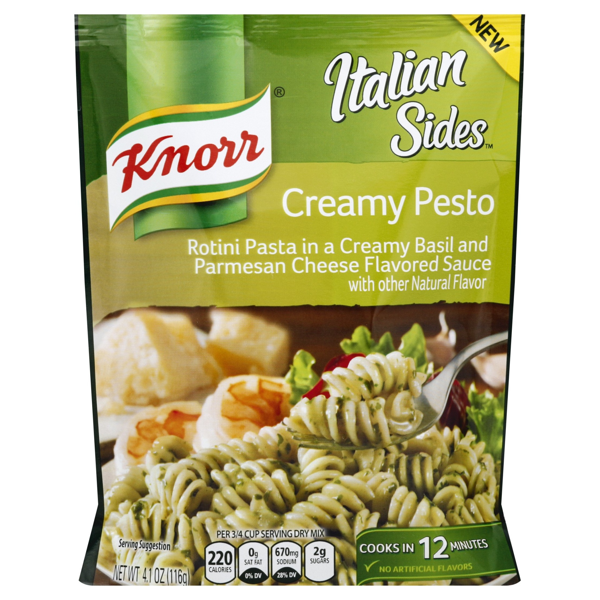 slide 1 of 6, Knorr Creamy Pesto Pasta Sides, 4.1 oz