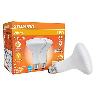 slide 1 of 1, Sylvania TruWave LED 65 Watt BR30 Frosted Natural White Light Bulbs, 2 ct