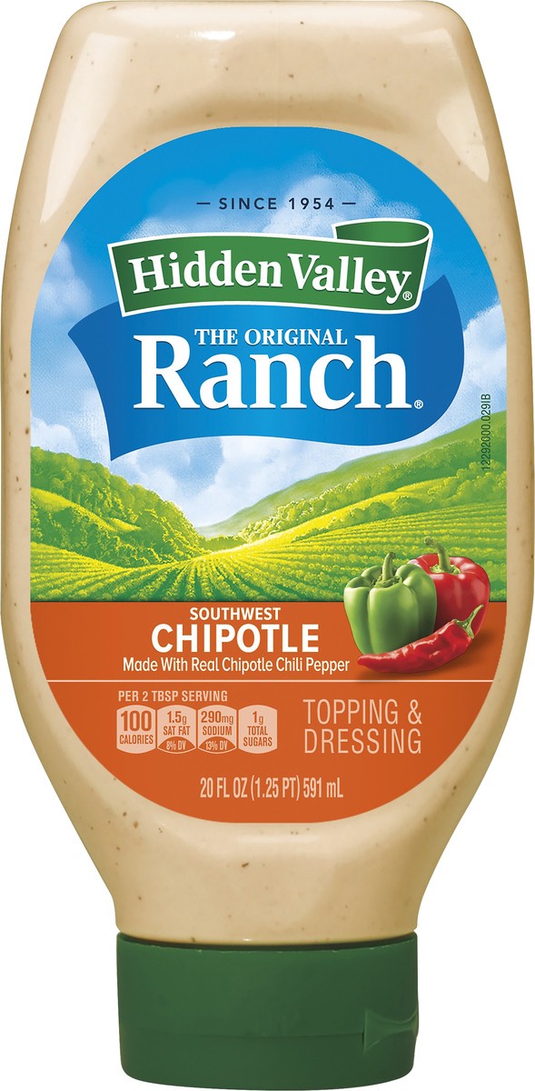 slide 1 of 2, Hidden Valley The Original Ranch Southwest Chipotle Topping & Dressing 20 oz, 20 oz