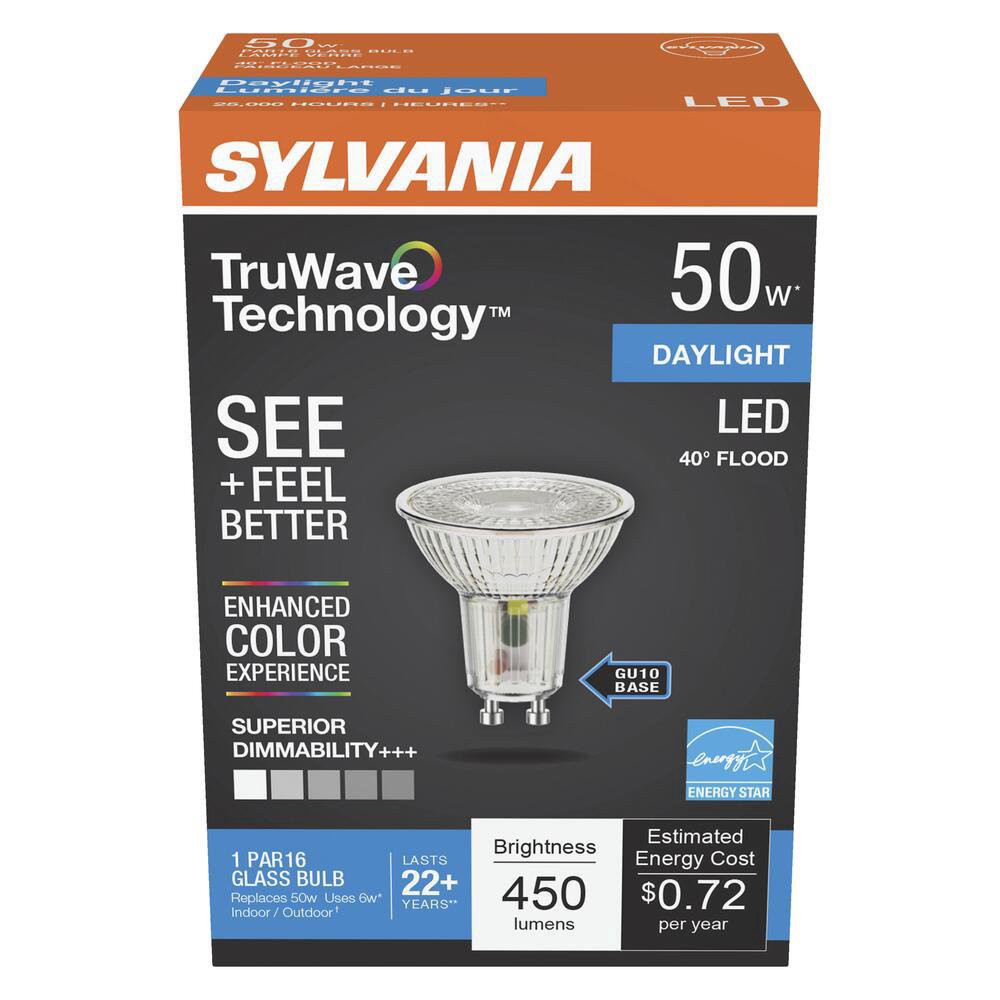 slide 1 of 1, Sylvania TruWave50-Watt PAR16 Daylight LED Flood Light Bulb, 1 ct