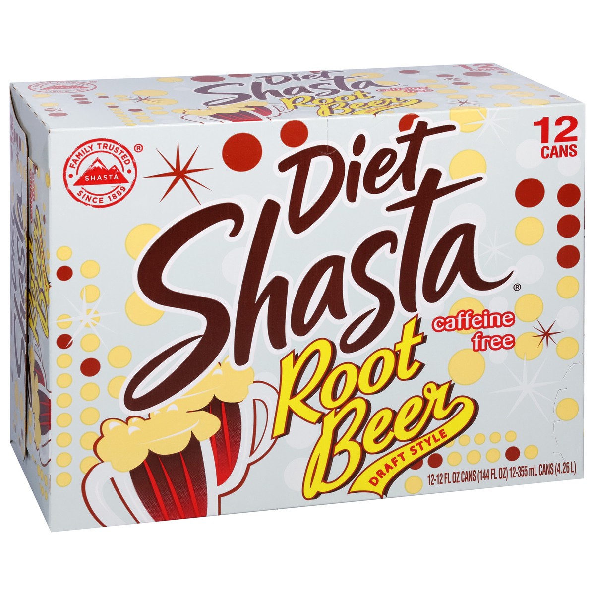 slide 6 of 9, Shasta Caffeine Free Diet Draft Style Root Beer 12 - 12 fl oz Cans, 12 ct