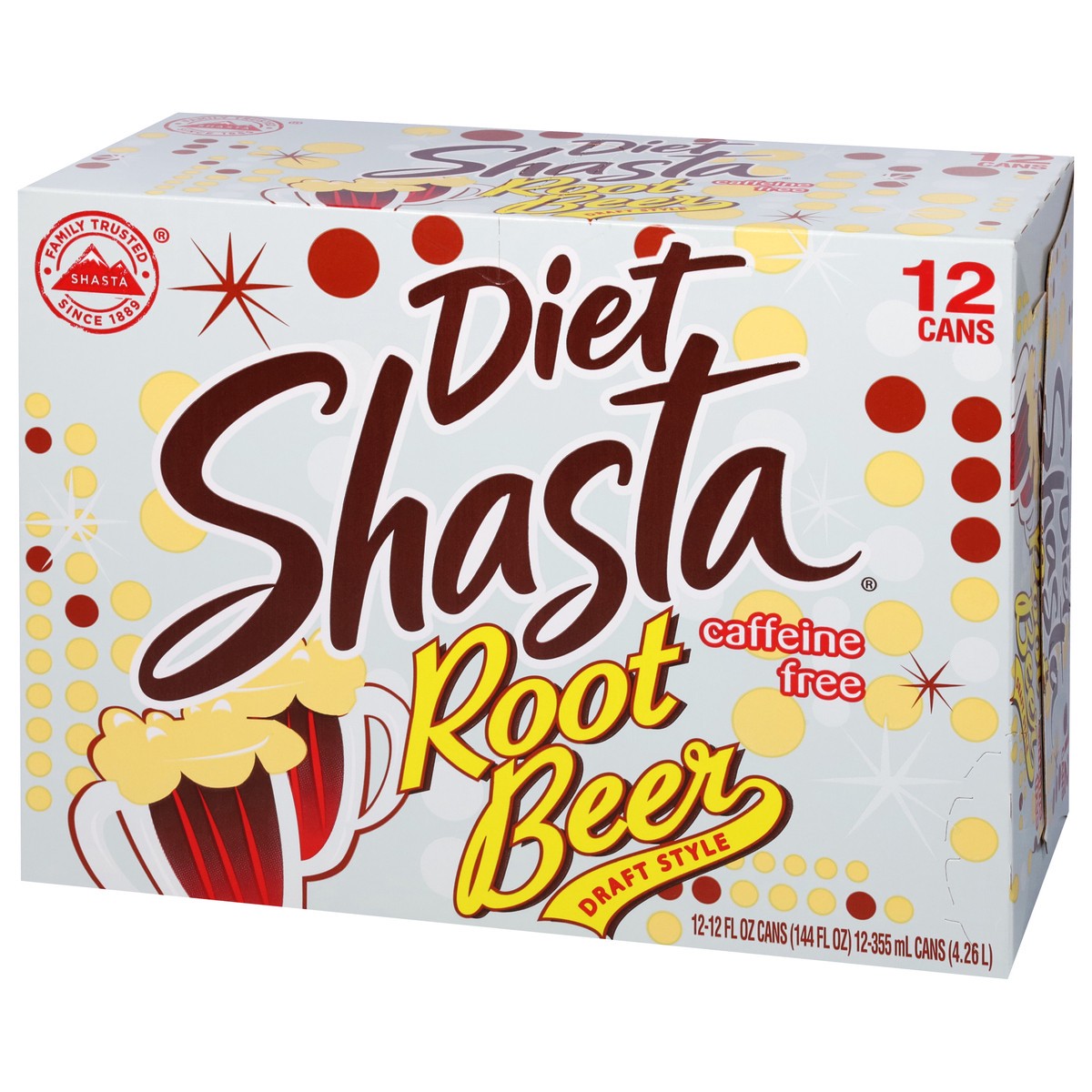 slide 4 of 9, Shasta Caffeine Free Diet Draft Style Root Beer 12 - 12 fl oz Cans, 12 ct