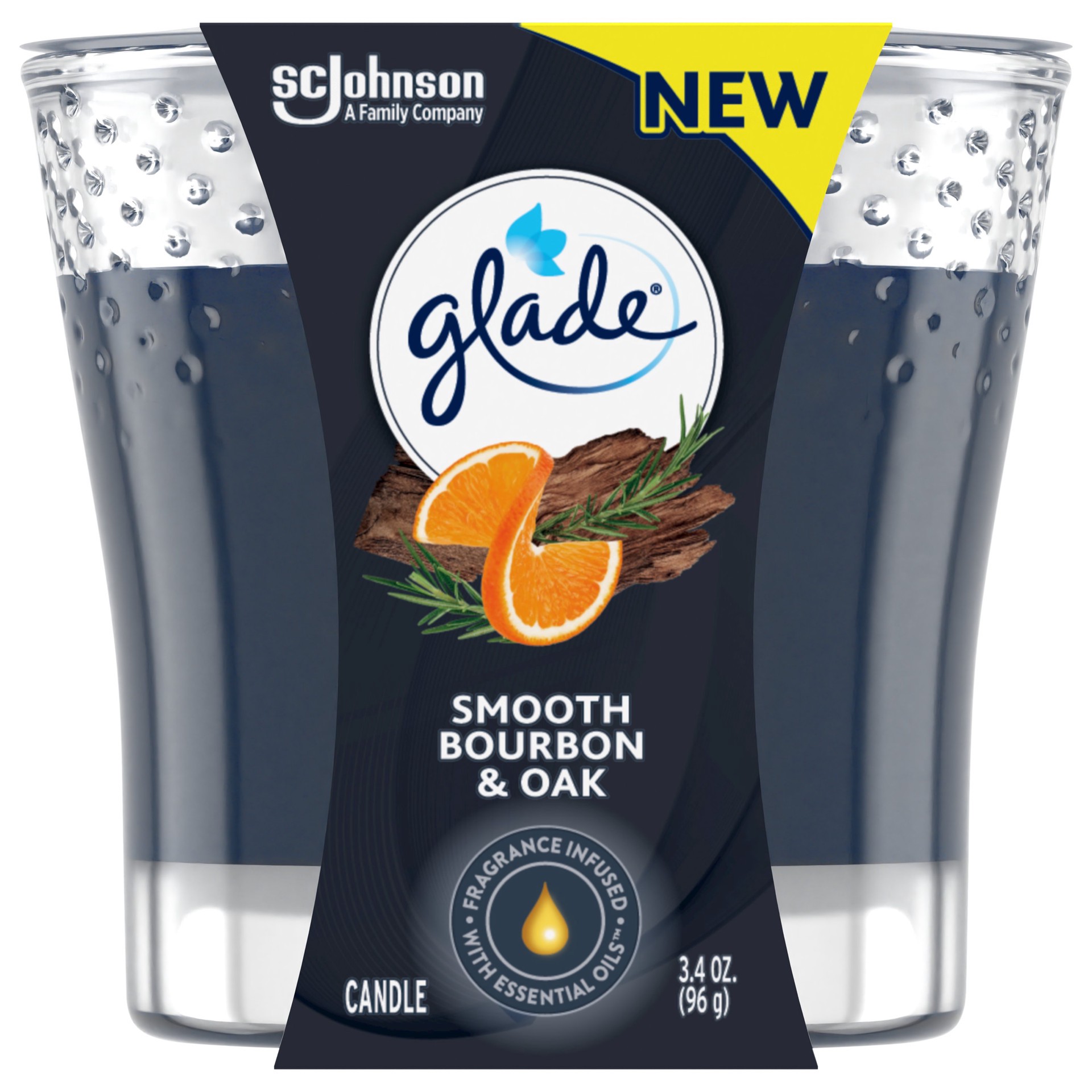 slide 1 of 1, Glade Smooth Bourbon & Oak Candle, 3.4 oz