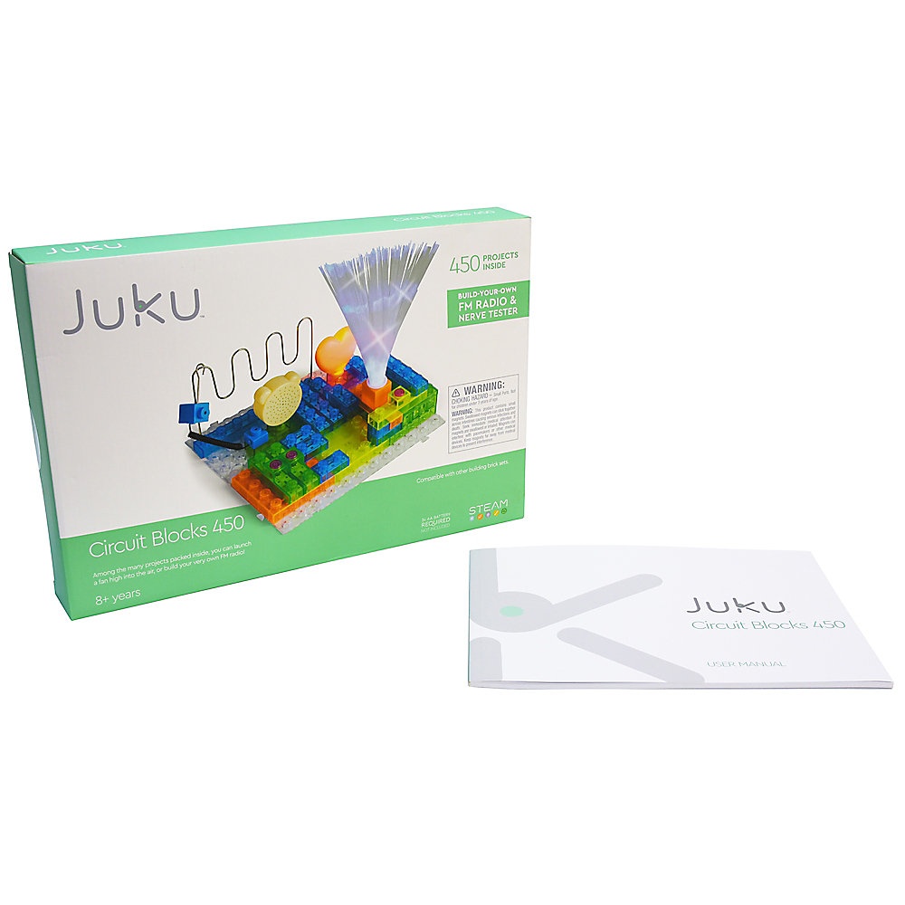 slide 1 of 1, Juku Steam Circuit Blocks 450 Projects, Fm Radio And Nerve Tester Kit, 1 ct