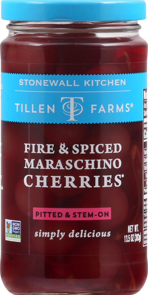 slide 6 of 13, Tillen Farms Pitted & Stem-On Fire & Spiced Cherries 13.5 oz, 13.5 oz