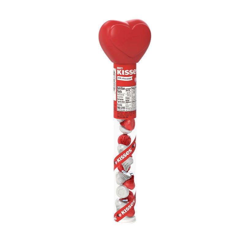 slide 1 of 8, Hershey's KISSES Milk Chocolate, Valentine's Candy Plastic Cane, 2.24 oz, 2.24 oz