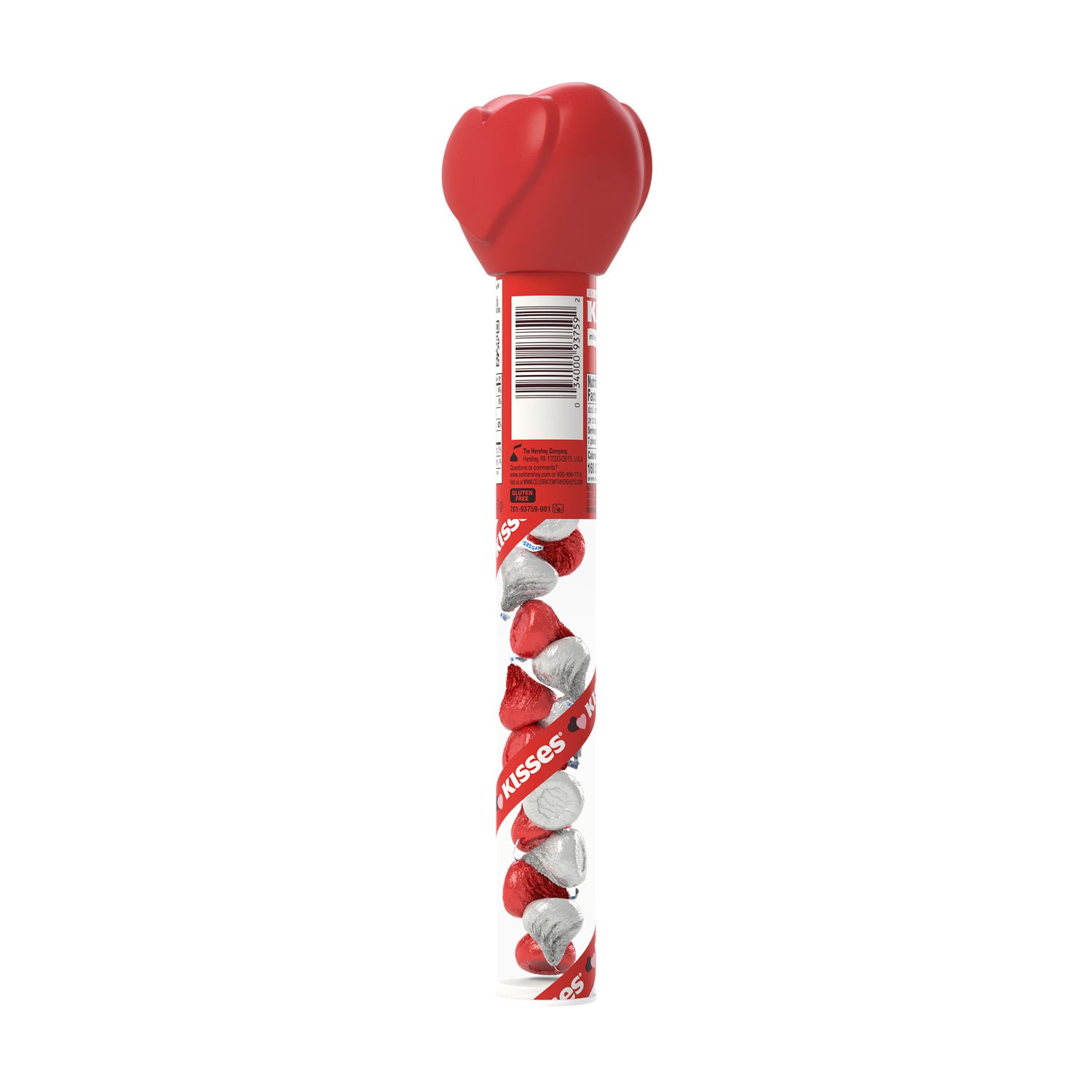 slide 6 of 8, Hershey's KISSES Milk Chocolate, Valentine's Candy Plastic Cane, 2.24 oz, 2.24 oz