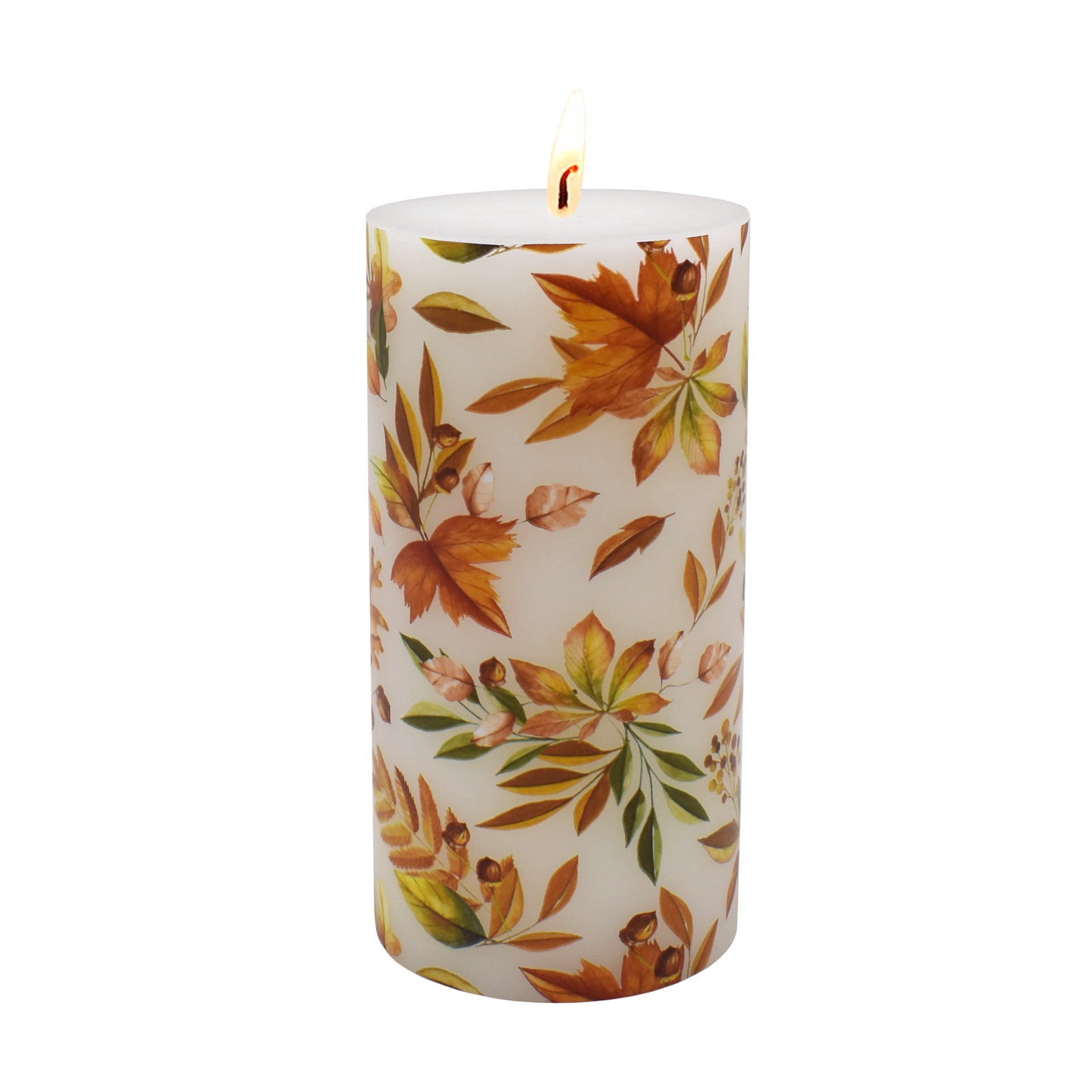 slide 3 of 3, 3" X 6" Maple Leaf Decal Pillar Candle By Ashland, 3 in x 6 in
