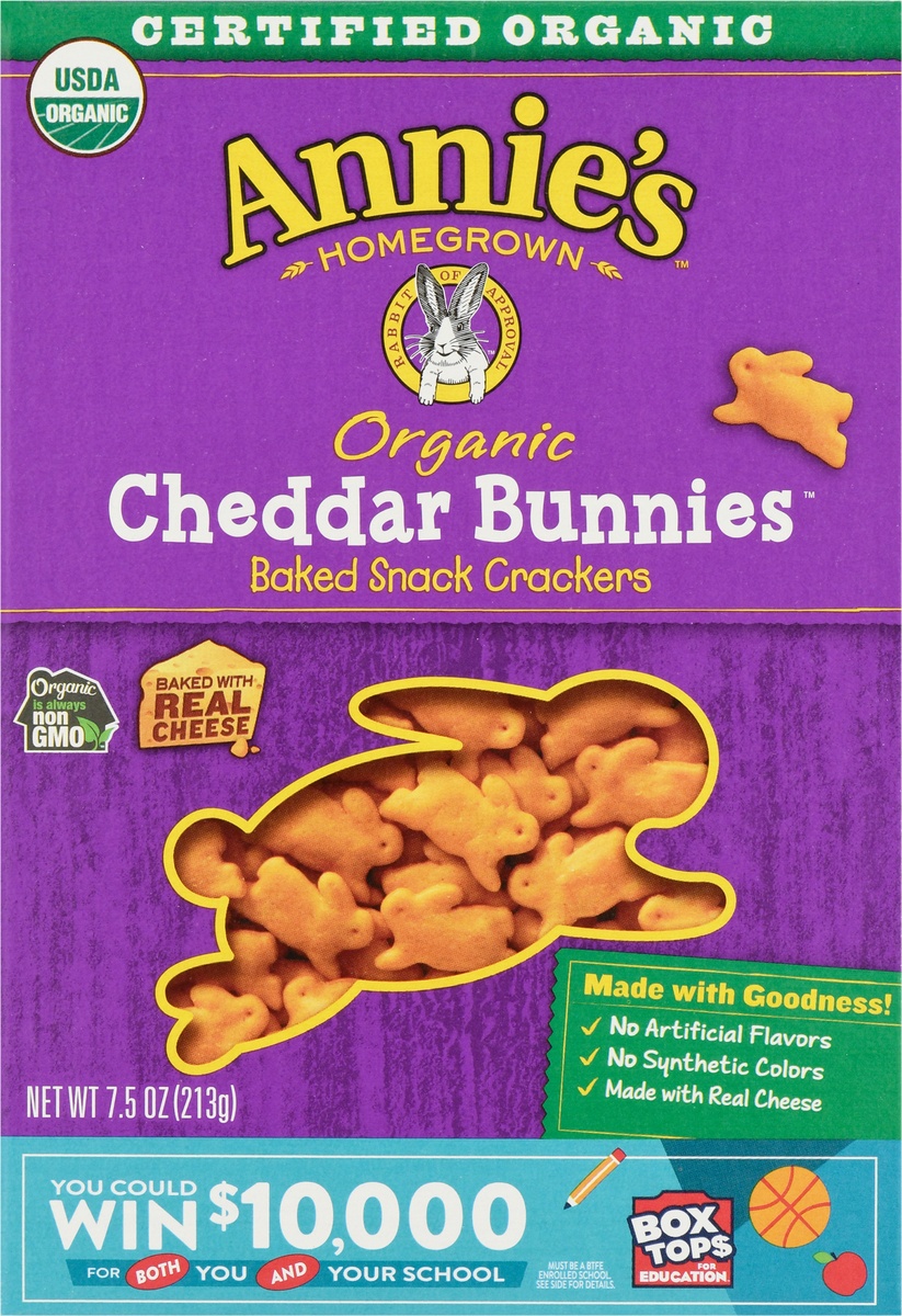 slide 8 of 10, Annie's Organic Cheddar Bunnies Baked Snack Crackers, 7.5 oz, 7.5 oz