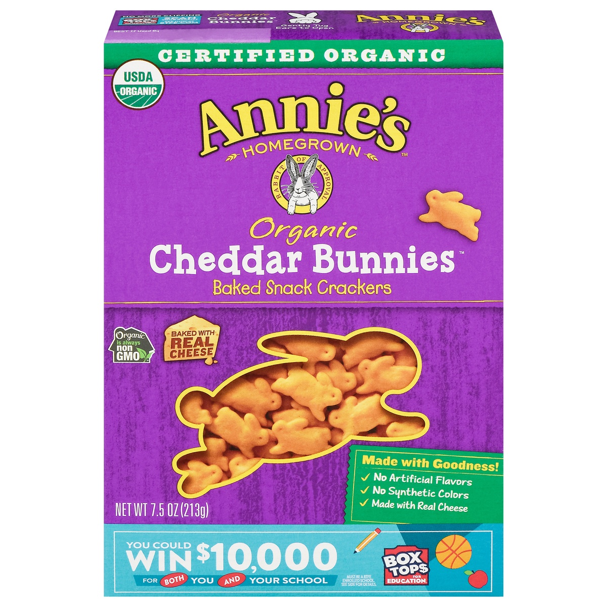 slide 1 of 10, Annie's Organic Cheddar Bunnies Baked Snack Crackers, 7.5 oz, 7.5 oz