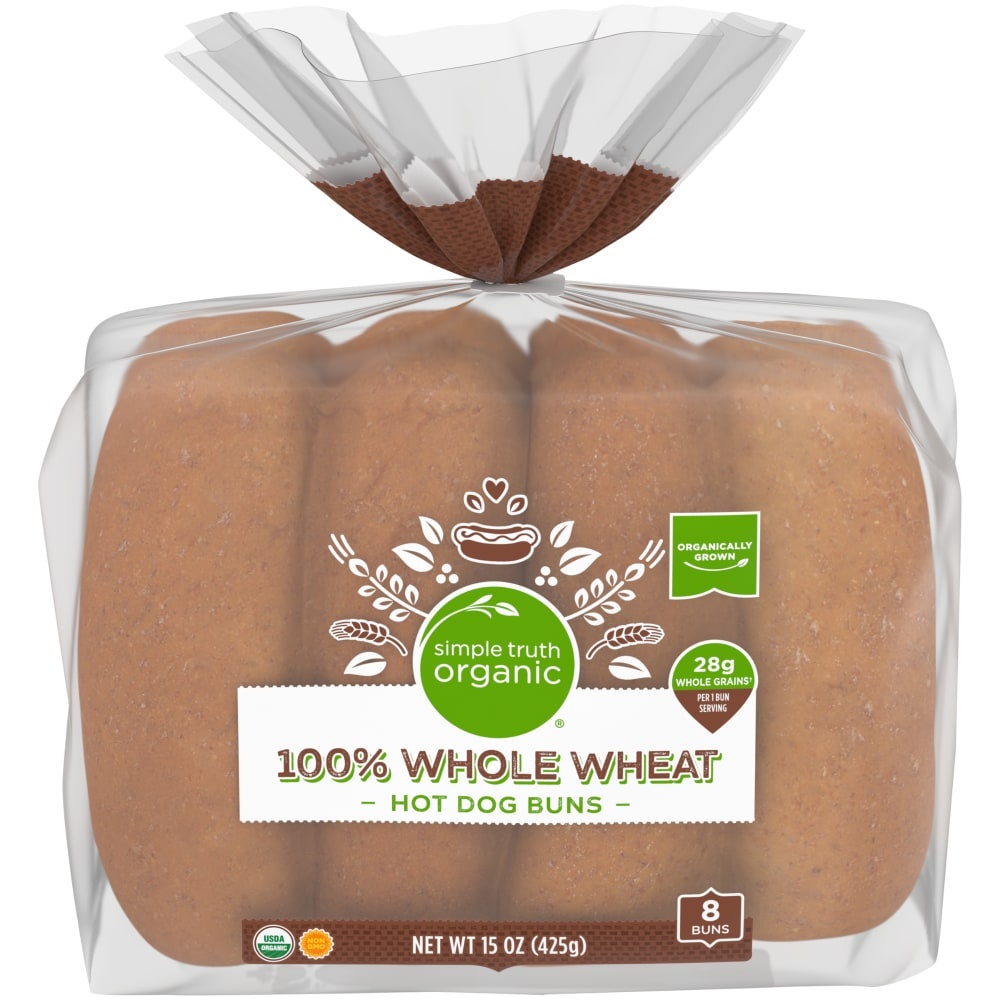 slide 1 of 1, Simple Truth Sto Wheat Hot Dog Buns, 15 oz