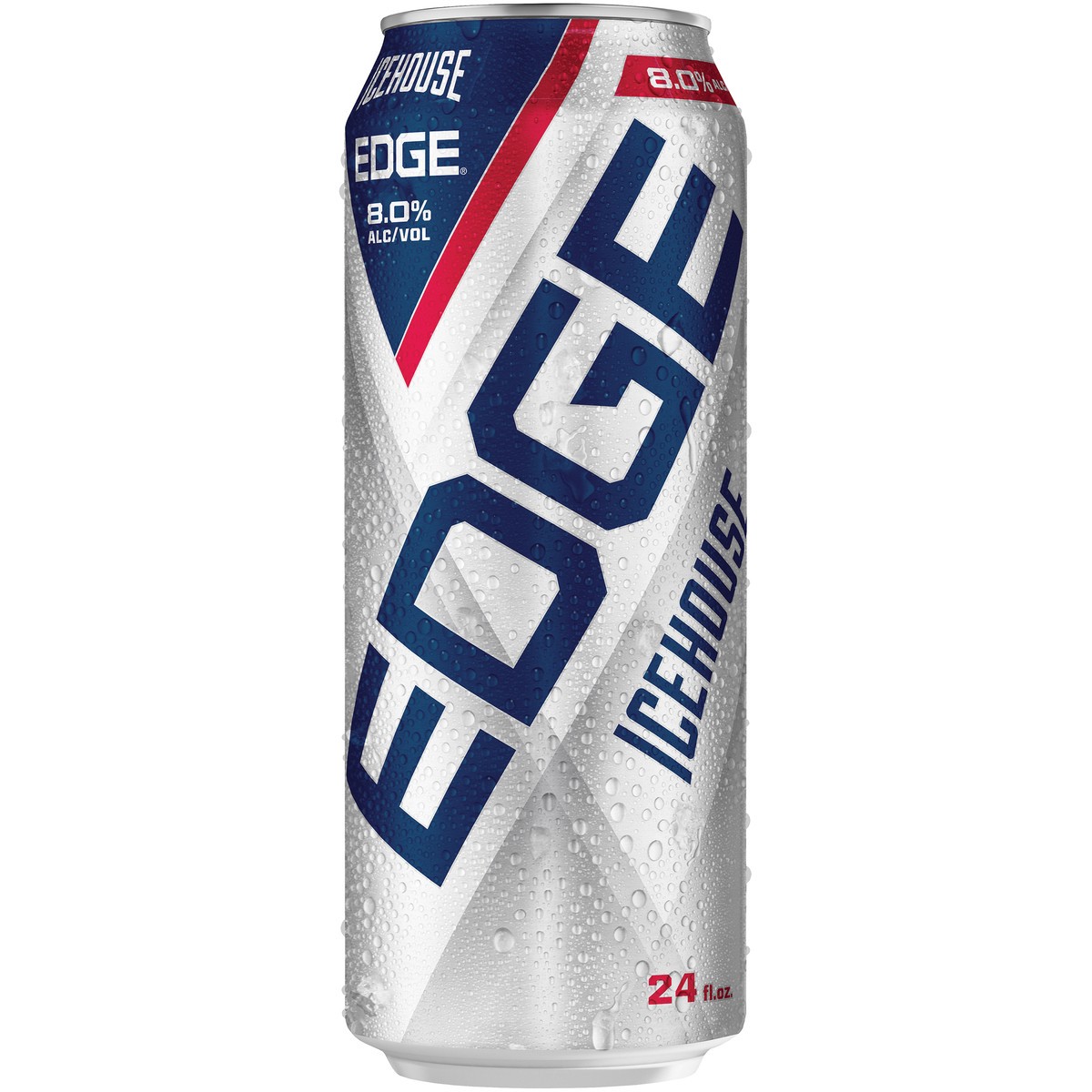 slide 1 of 2, Introduced in 2012, Icehouse Edge is a leading high-gravity lager brand with dark golden appearance and satisfying malt character., 24 fl oz