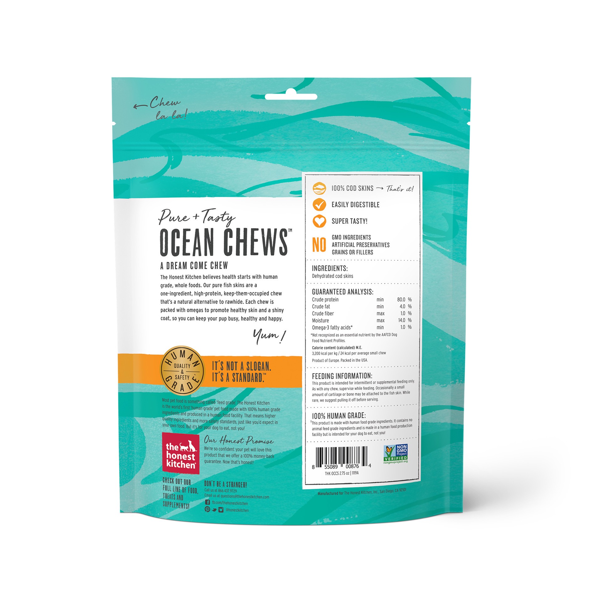 slide 6 of 6, The Honest Kitchen Ocean Chews™ Crispy Cod Fish Skins Dog Treats, 2.75 oz (Beams™), 2.75 oz