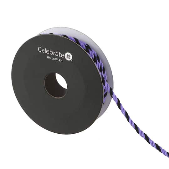 slide 1 of 3, 1/8" X 4yd. Purple & Black Twist Ribbon By Celebrate It Halloween, 1/8 in x 4 yd