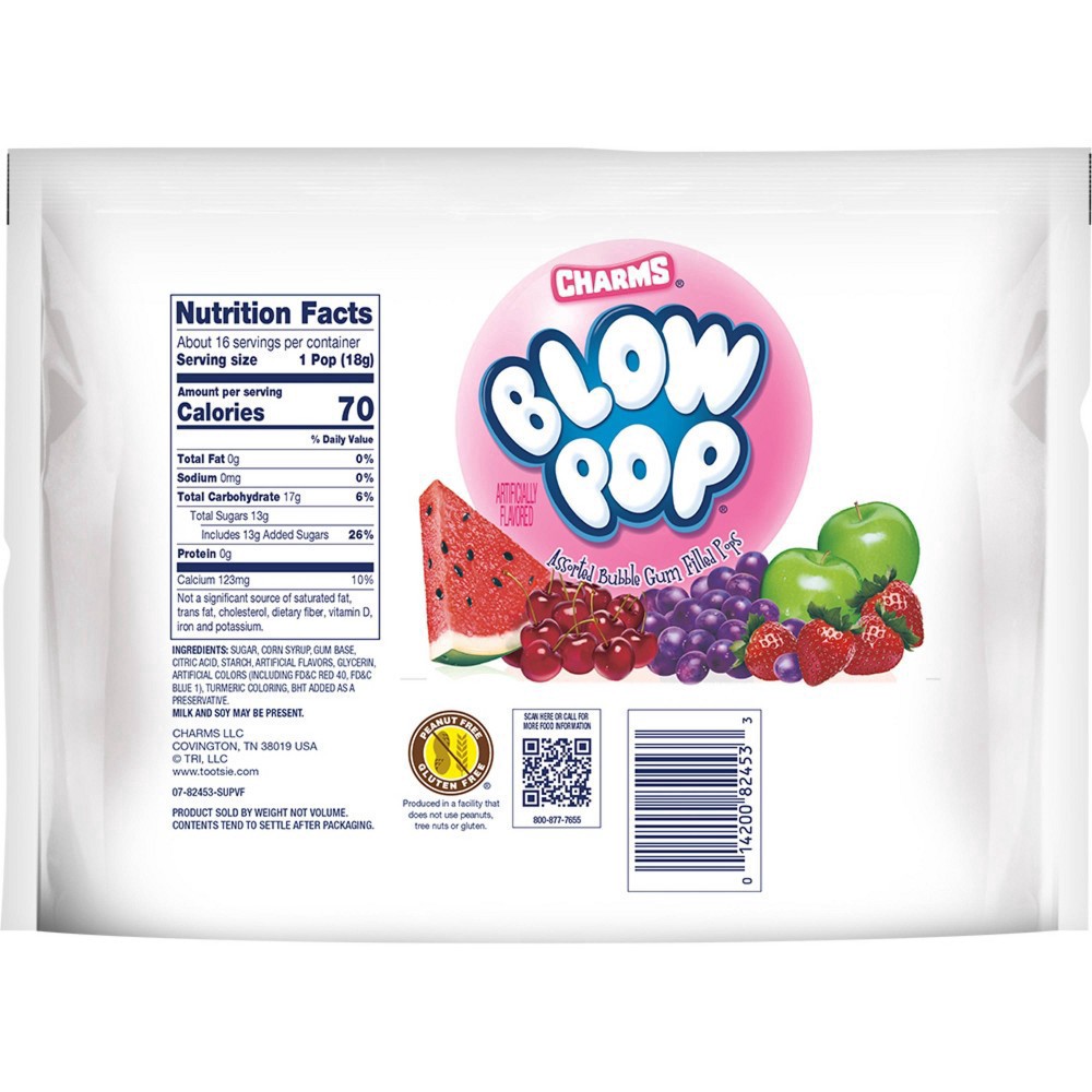 slide 9 of 11, Blow Pop Charms Blow Pop Assorted Flavor Lollipops Standup Bag – 10.4oz, 10.4 oz