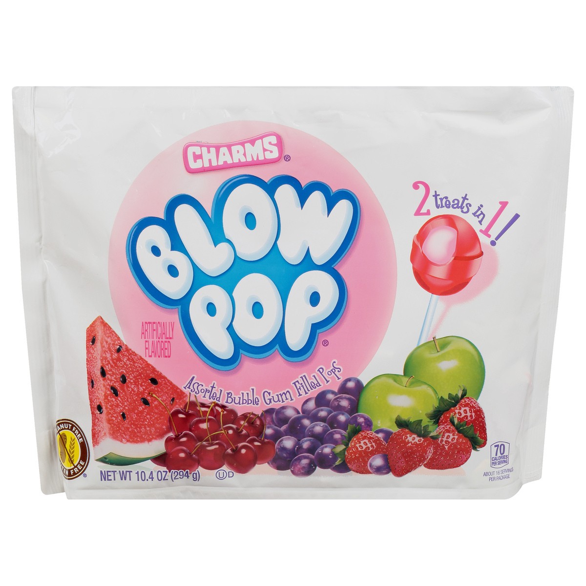slide 1 of 11, Blow Pop Charms Blow Pop Assorted Flavor Lollipops Standup Bag – 10.4oz, 10.4 oz