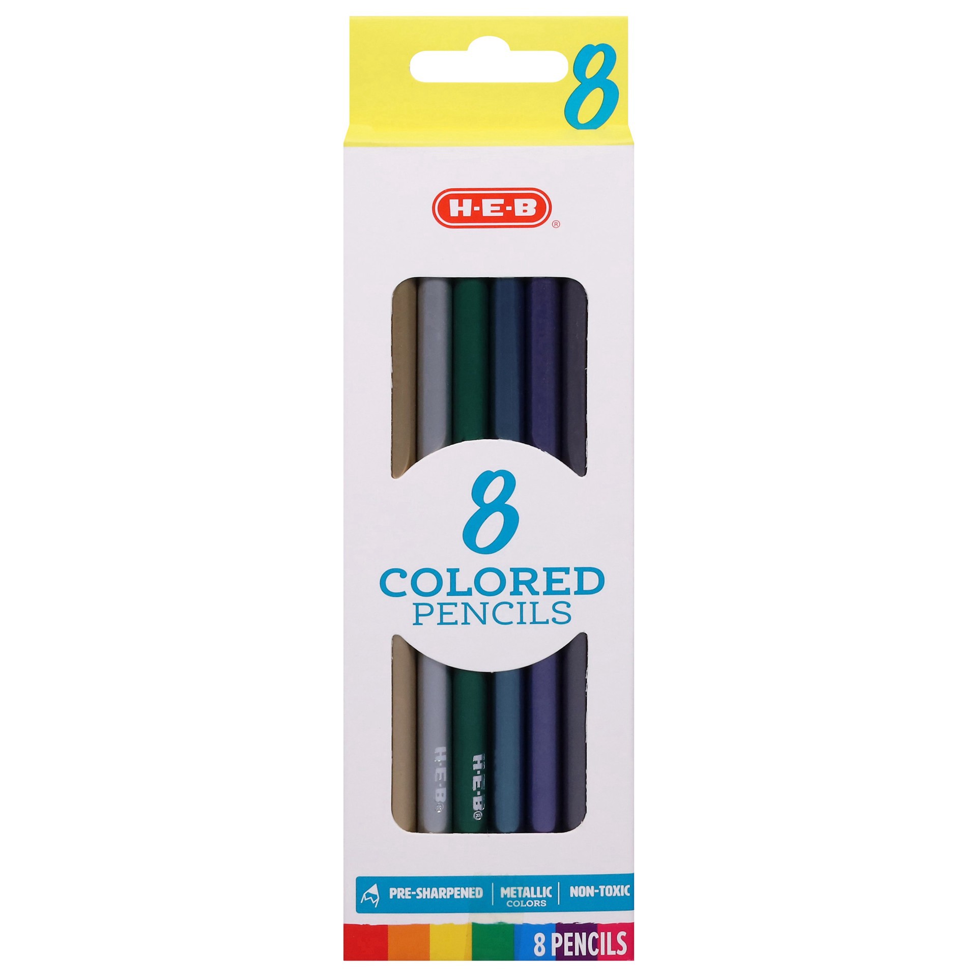slide 1 of 1, H-E-B Metallic Colored Pencils, 8 ct