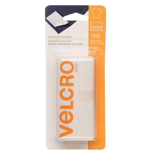 slide 1 of 7, Velcro Brand Sticky Back For Fabrics White Rectangle Fastener, 6 in x 4 in