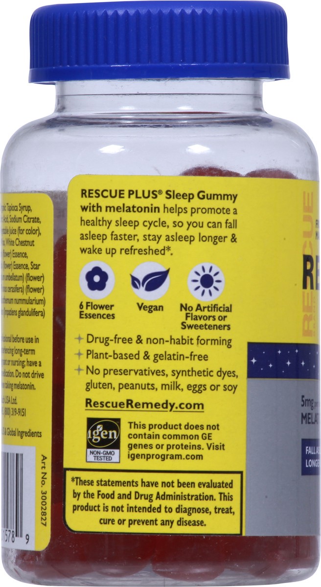 slide 7 of 9, Rescue Plus 5 mg Sleep Strawberry Melatonin 60 Gummies, 60 ct