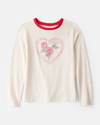 Oshkosh Girls Valentine Heart Long-Sleeve Graphic Tee - White Cream M
