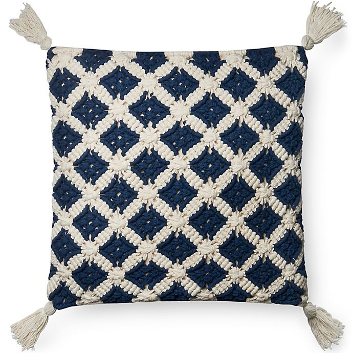 slide 1 of 1, Magnolia Home By Joanna Gaines Magnolia Home Viola Square Throw Pillow - Navy/Ivory, 1 ct