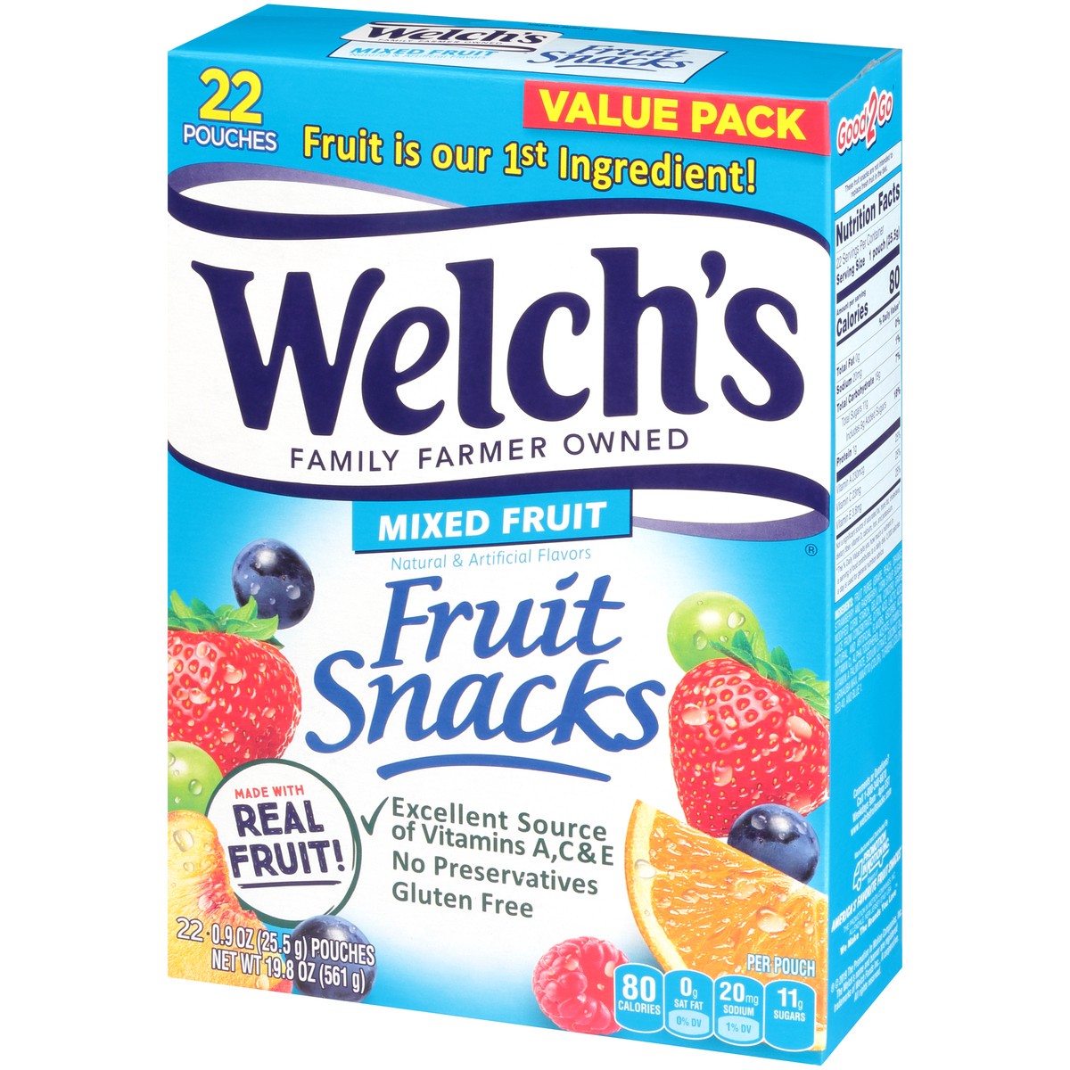 slide 3 of 9, Welch's Fruit Snacks, Mixed Fruit, 0.9 Ounces, 22 Pouches, 19.8 oz