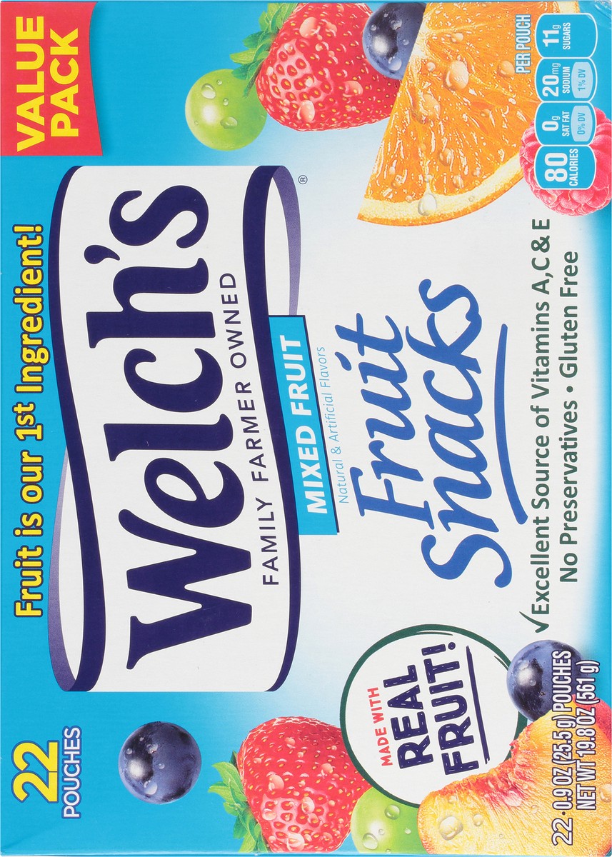 slide 5 of 9, Welch's Fruit Snacks, Mixed Fruit, 0.9 Ounces, 22 Pouches, 19.8 oz