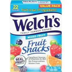 Welch's Fruit Snacks, Mixed Fruit, 0.9 Ounces, 22 Pouches