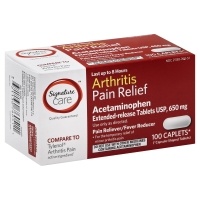 slide 1 of 1, Signature Care Acetaminophen Caplets Pain Relief Arthritis 8 Hours 650 mg, 100 ct