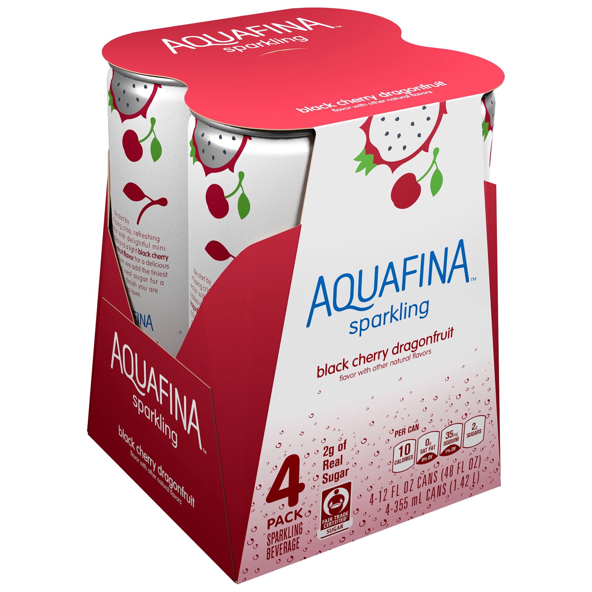 slide 1 of 6, Aquafina Sparkling Black Cherry Dragon Fruit Water (4 - 12 Fluid Ounce) 48 Fluid Ounce 4 Pack Aluminum Can, 48 oz