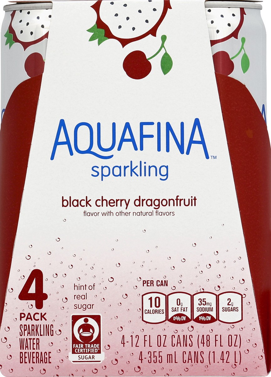 slide 4 of 6, Aquafina Sparkling Black Cherry Dragon Fruit Water (4 - 12 Fluid Ounce) 48 Fluid Ounce 4 Pack Aluminum Can, 48 oz