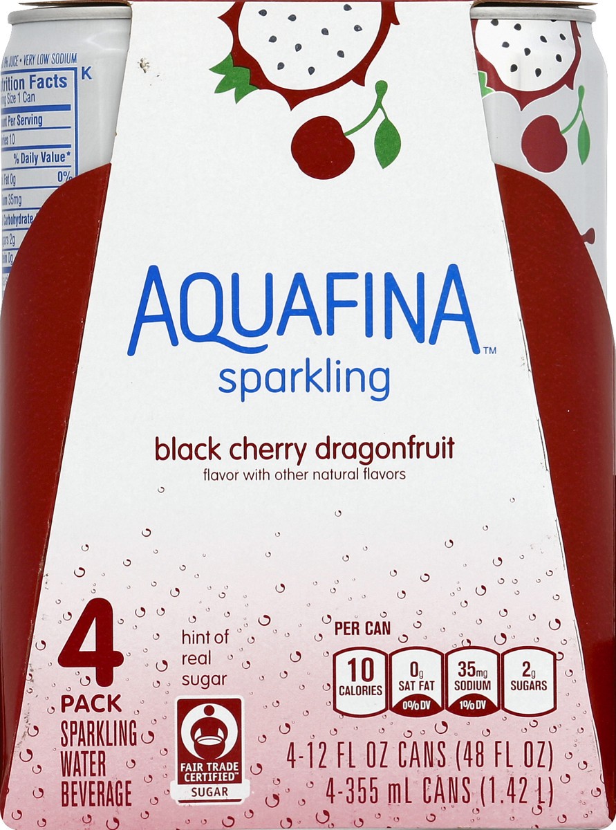 slide 5 of 6, Aquafina Sparkling Black Cherry Dragon Fruit Water (4 - 12 Fluid Ounce) 48 Fluid Ounce 4 Pack Aluminum Can, 48 oz